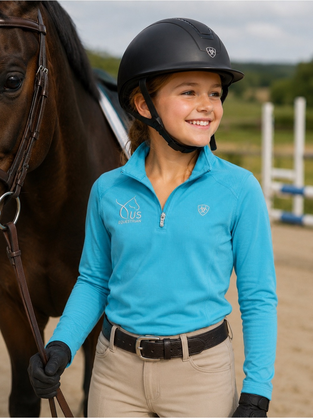 US Equestrian AriatTEK performance quarter-zip pullover Kids L14